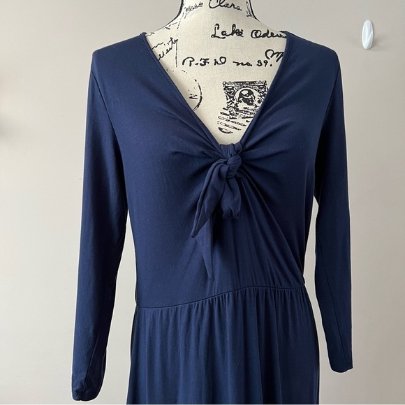 Lovappella 3/4 sleeve knit jersey maxi dress ladies size large navy blue - Picture 3 of 8